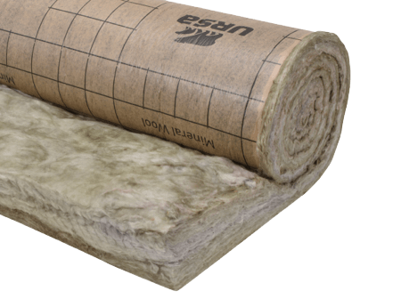 rollos de lana mineral con papel